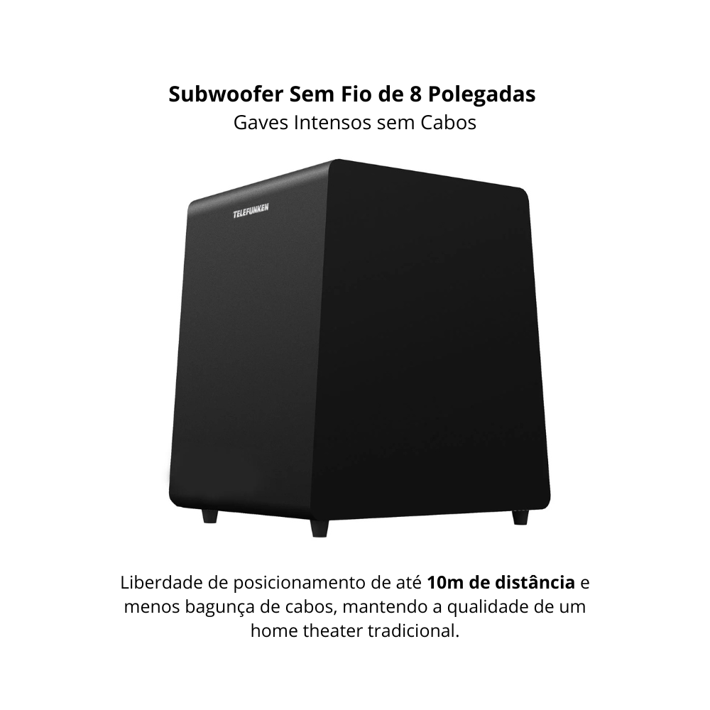Soundbar Telefunken 2.1Caixa de Som Tv Home Theater C/subwoofer Bluetooth Som de Cinema Polaris 900