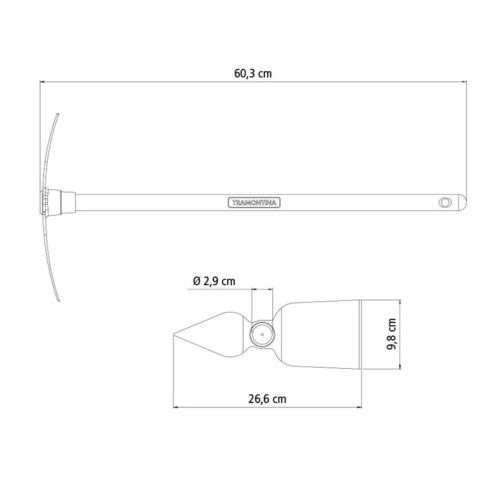 SACHO ENXADINHA MINI PICARETA PARA JARDIM CORAÇÃO TRAMONTINA EM AÇO COM CABO DE MADEIRA 60CM