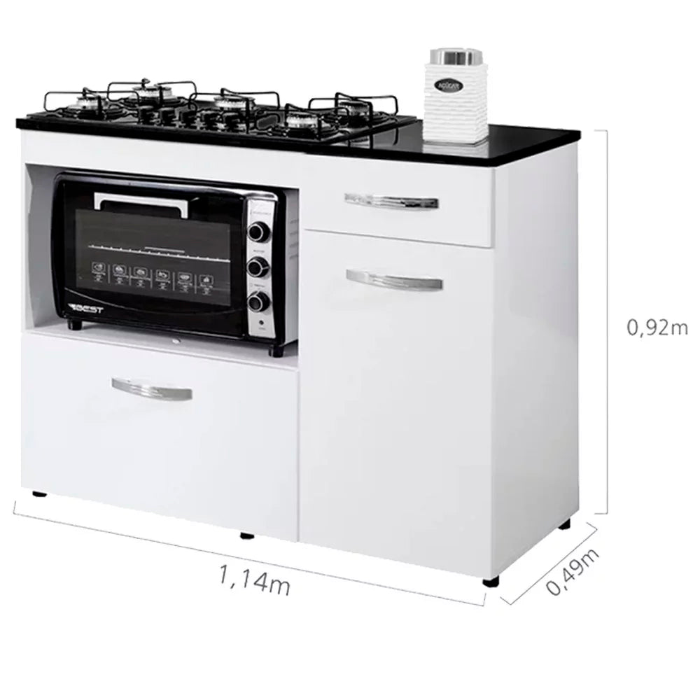 Kit Balcão com Forno 48 Litros 127v e Fogão Cooktop 5 Bocas