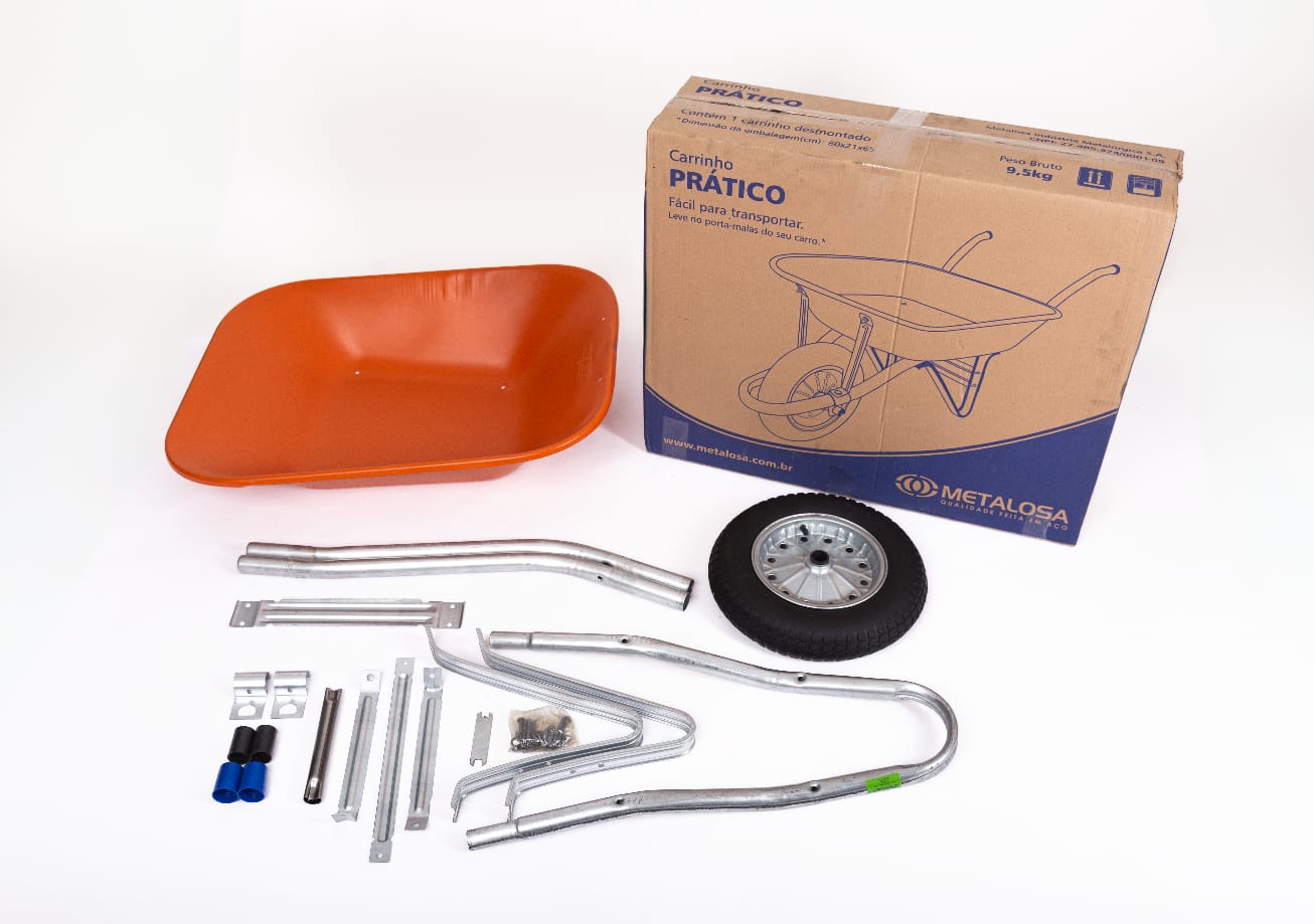 Carrinho de Mão Reforçado Aço Galvanizado 60 Litros Metalosa