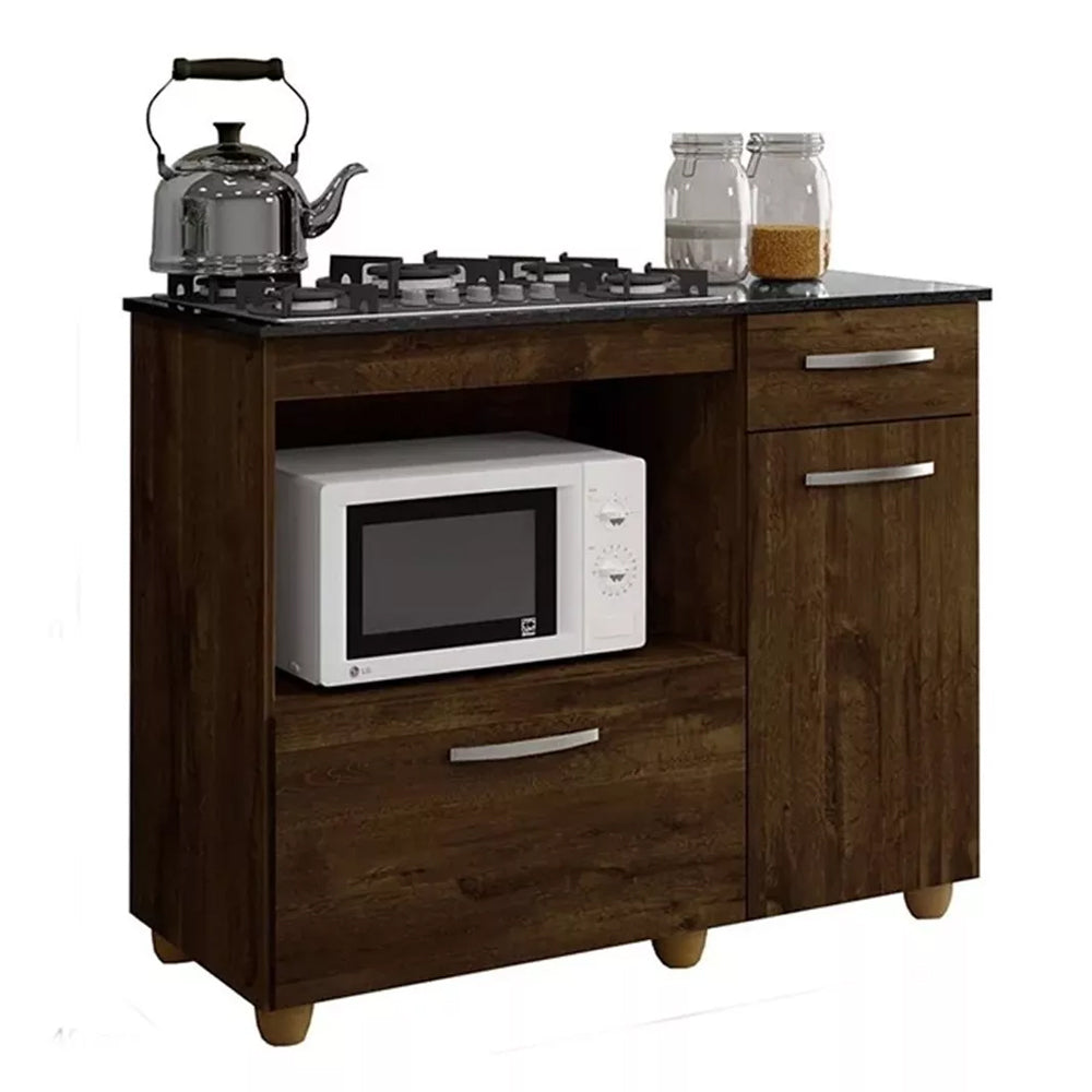 Balcão Cooktop 4 Bocas Violeta Basculante Ipê - Kaiki Móveis