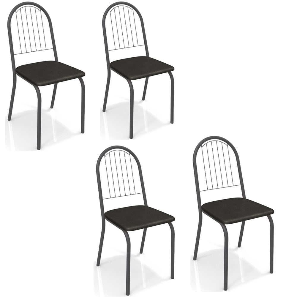 CONJUNTO COM 4 CADEIRAS NORUEGA PRETO DE METAL KAPPESBERG