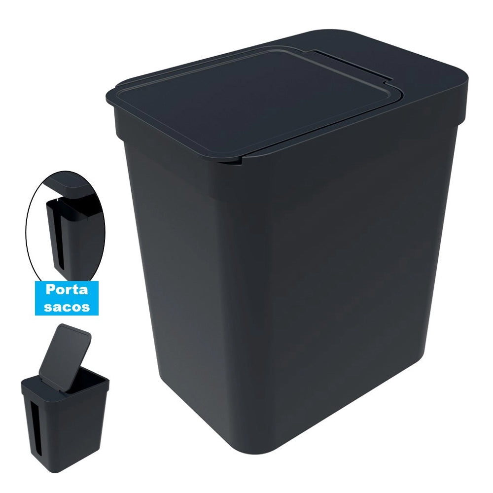 LIXEIRA COM PORTA SACOS 5 LITROS COM TAMPA OPEN/ STOP COZINHA BANHEIRO