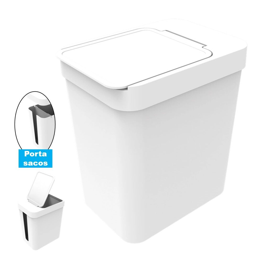 LIXEIRA COM PORTA SACOS 5 LITROS COM TAMPA OPEN/ STOP COZINHA BANHEIRO