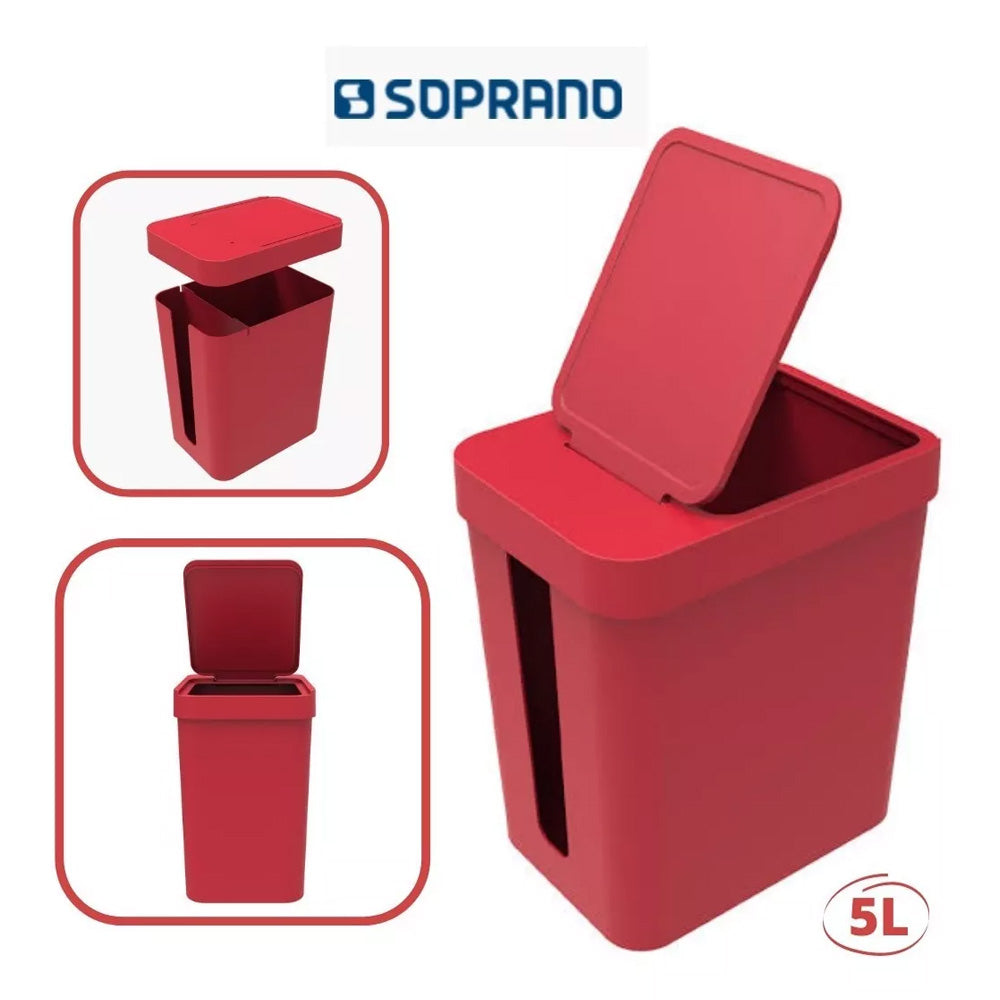 LIXEIRA COM PORTA SACOS 5 LITROS COM TAMPA OPEN/ STOP COZINHA BANHEIRO