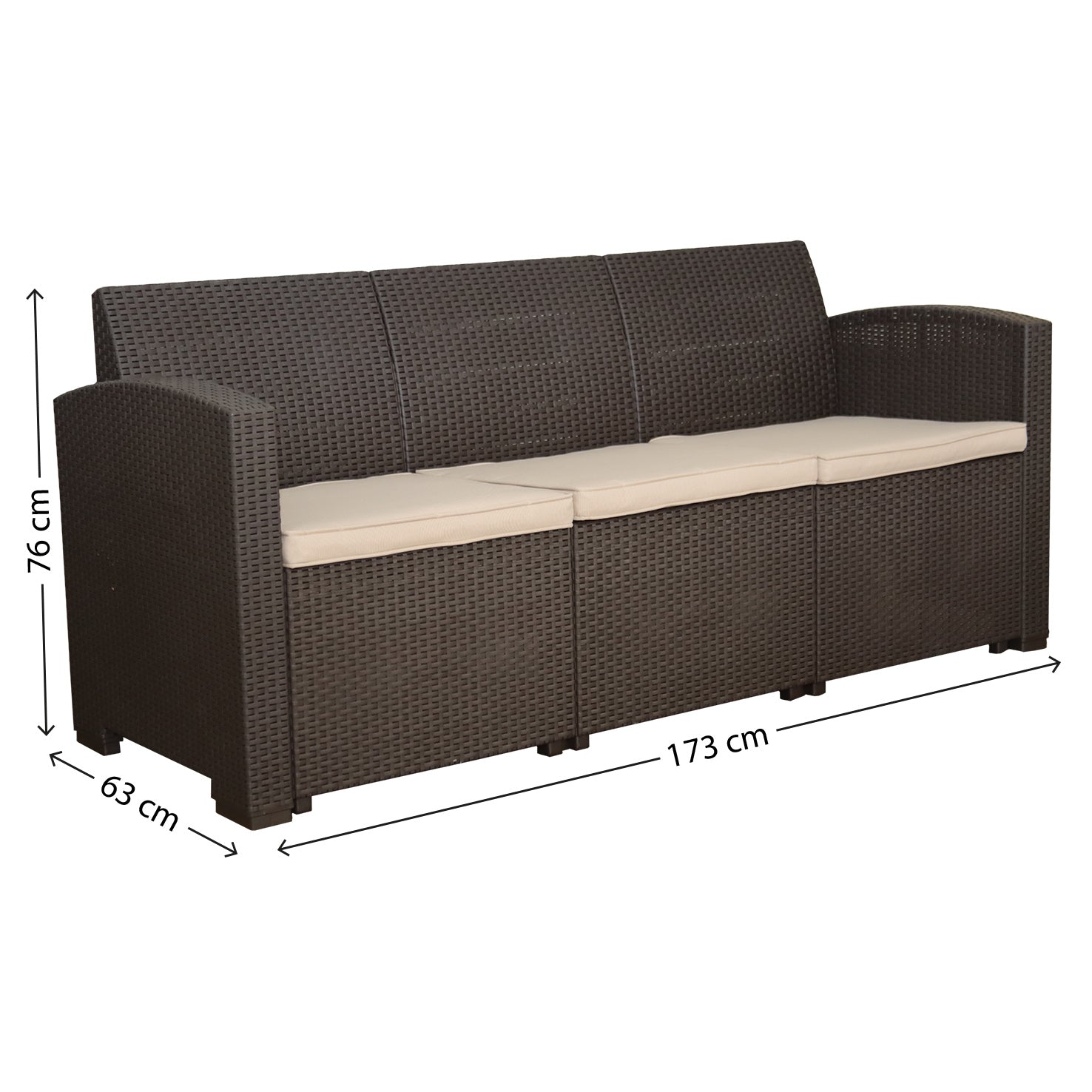 Conjunto de Sofá Estilo Rattan Confort 5 Lugares para Jardim Área Externa D7home