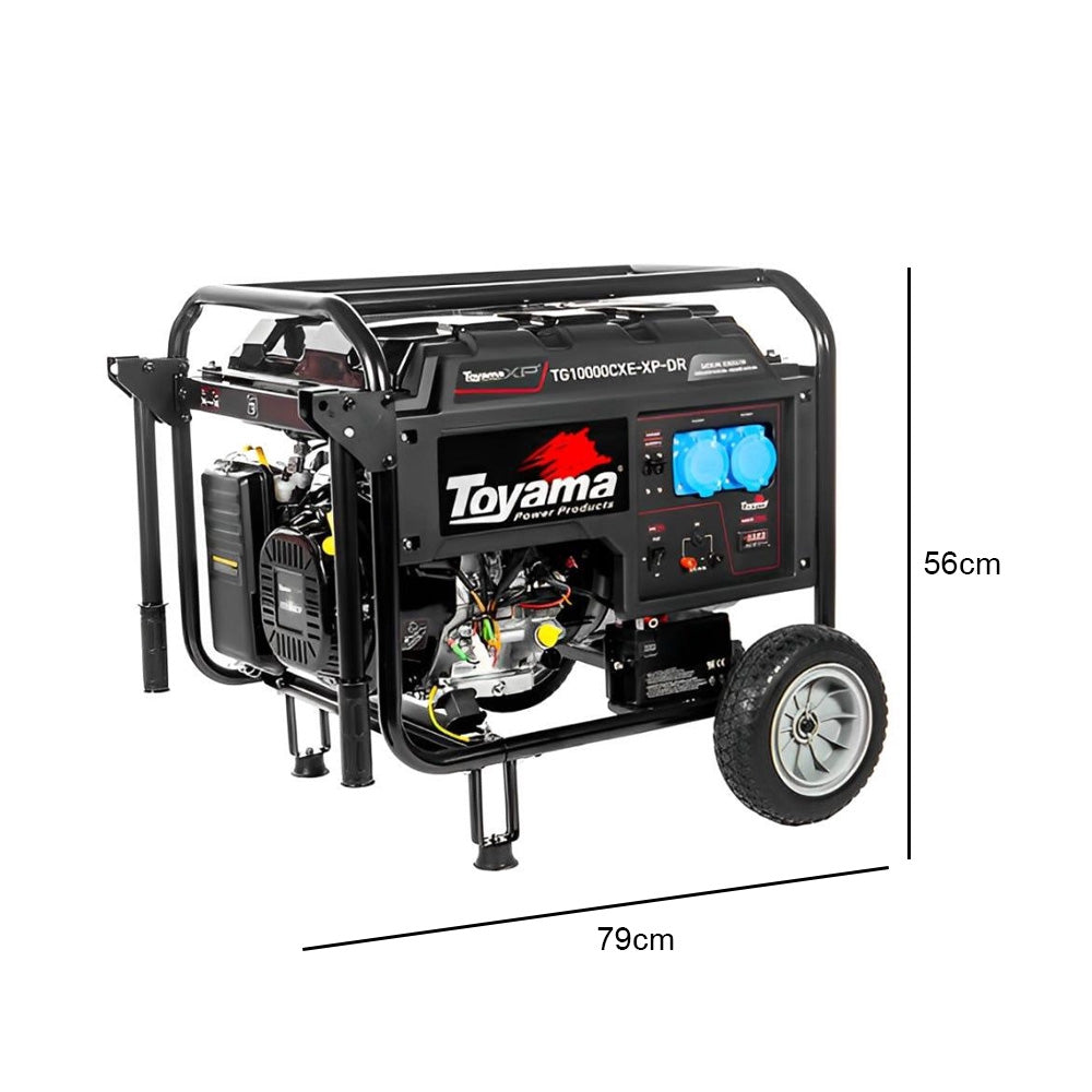 GERADOR DE ENERGIA A GASOLINA MONOFÁSICO 9,0KVA TOYAMA TG10000CXE-XP BIVOLT PARTIDA ELÉTRICA E MANUAL