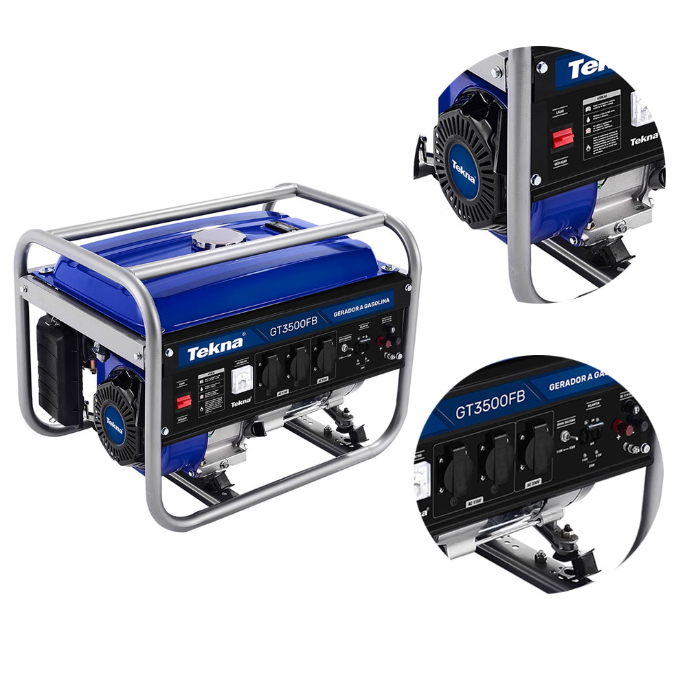 Gerador Portátil Á Gasolina 4t 6,5cv Gt3500fb 3100w Bivolt Tekna