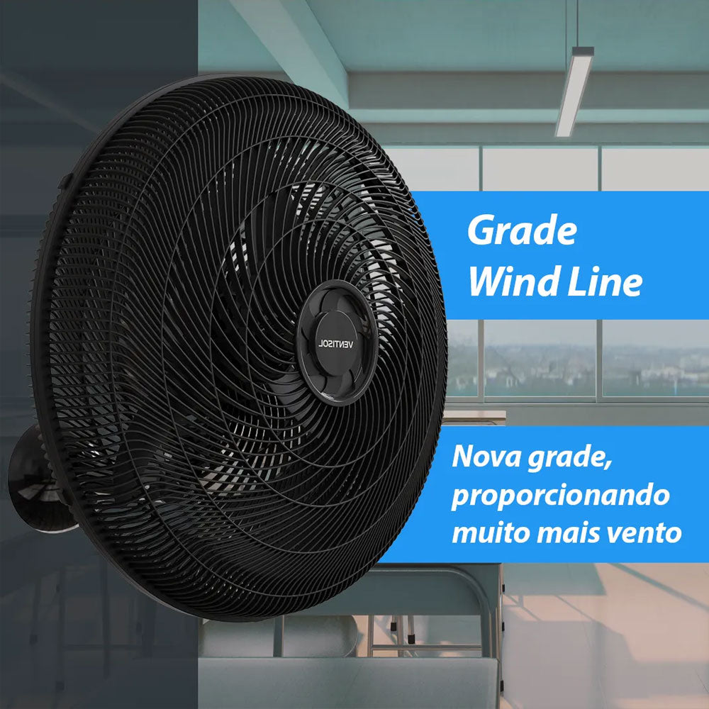 Ventilador de Parede Preto 50cm New 130w 127v Ventisol