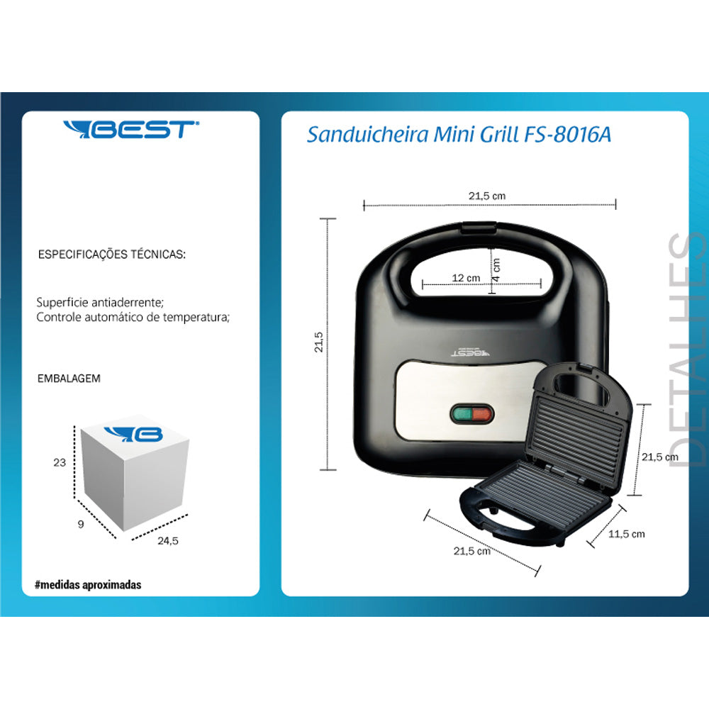 Sanduicheira e Grill Antiaderente Best 750W FS-8016A Best