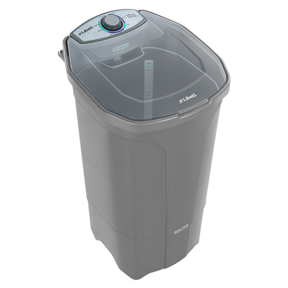 TANQUINHO DE LAVAR ROUPA SEMI AUTOMÁTICO LAVADORA 10KG LIBELL COM SISTEMA DE TURBILHONAMENTO COR PRATA