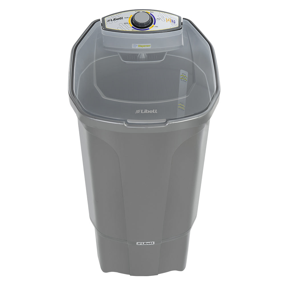 TANQUINHO DE LAVAR ROUPA SEMI AUTOMÁTICO LAVADORA 14KG LIBELL 110V SISTEMA DE TURBILHONAMENTO COR PRATA