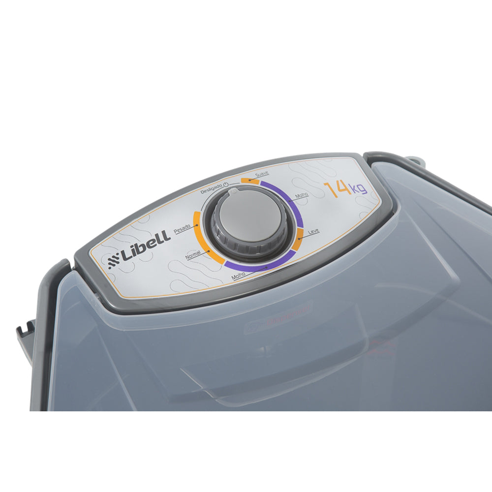 TANQUINHO DE LAVAR ROUPA SEMI AUTOMÁTICO LAVADORA 14KG LIBELL 110V SISTEMA DE TURBILHONAMENTO COR PRATA