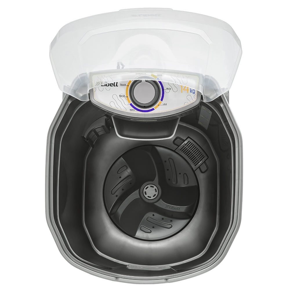 TANQUINHO DE LAVAR ROUPA SEMI AUTOMÁTICO LAVADORA 14KG LIBELL 110V SISTEMA DE TURBILHONAMENTO COR PRATA
