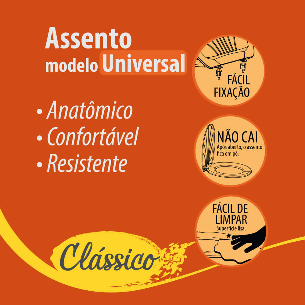 ASSENTO TAMPA DE VASO OVAL SANITÁRIO UNIVERSAL 