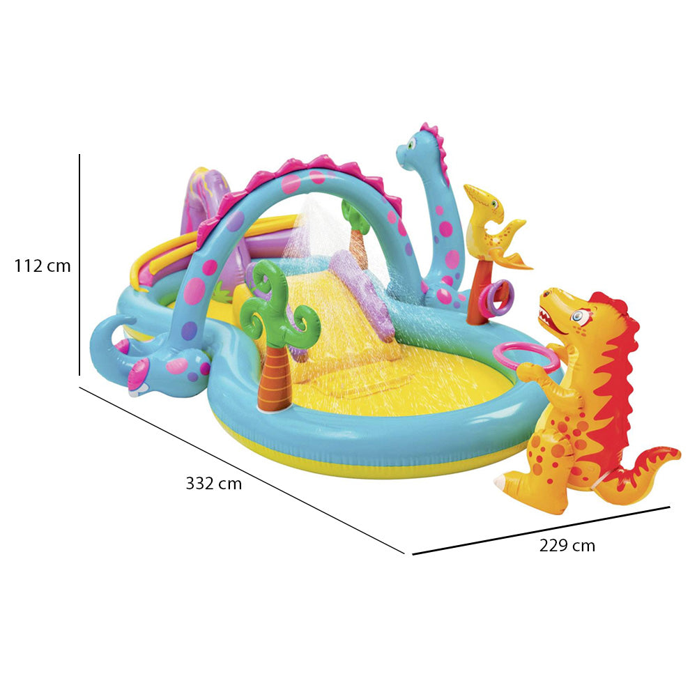 Piscina Inflável Infantil 290 Litros Mundo Dos Dinossauros Intex Com Bomba de Ar Manual