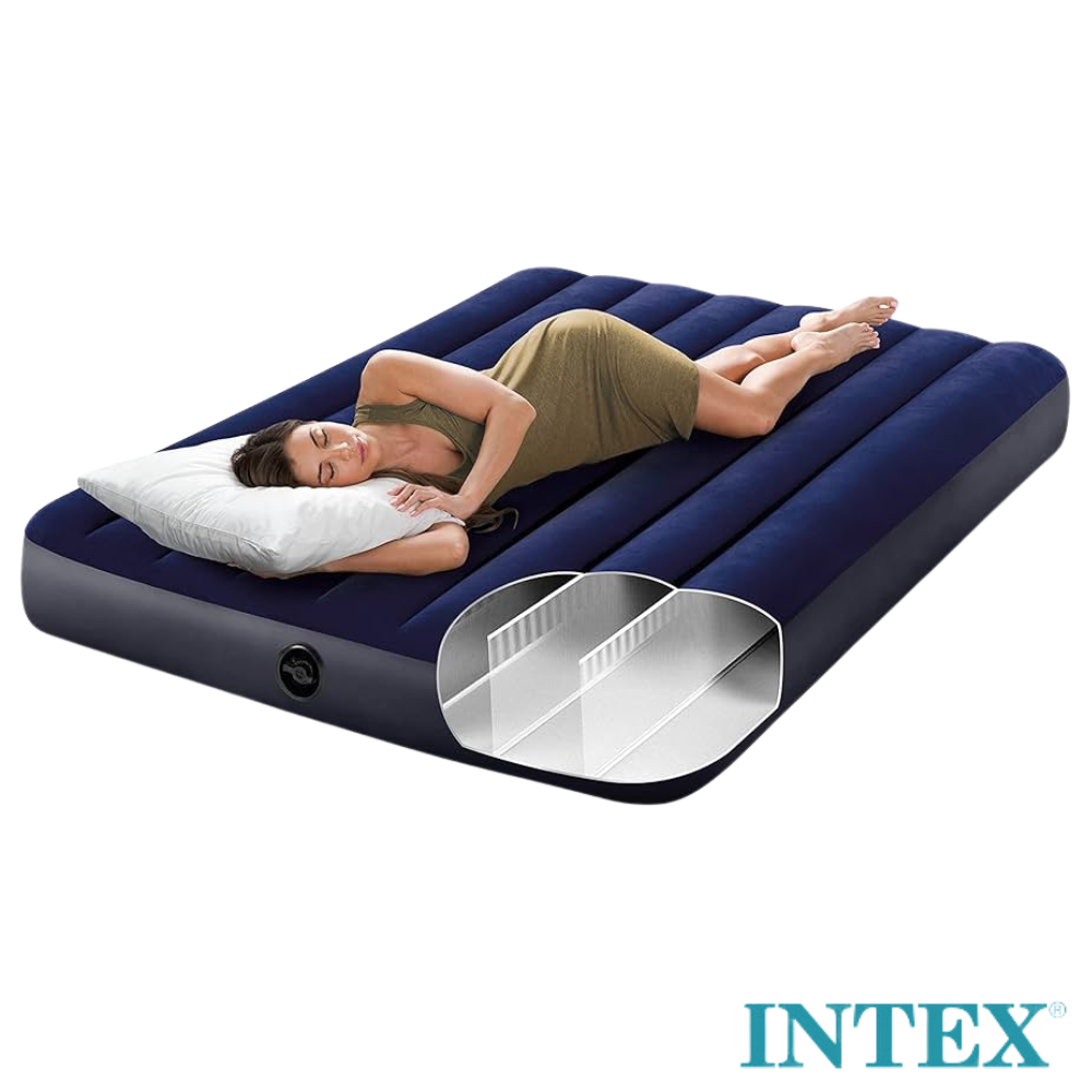 Colchão Casal Inflavel Intex Dura Beam Resistente Com Inflador Fole de Pé Intex Grande
