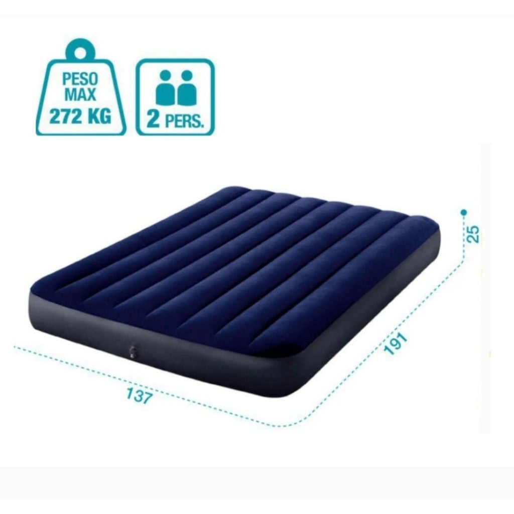 Colchão Casal Inflavel Intex Dura Beam Resistente Com Inflador Fole de Pé Intex Grande