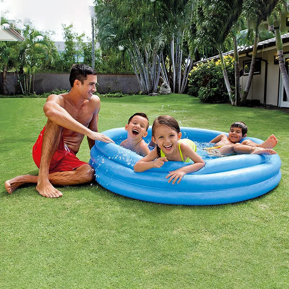 Piscina Infantil Inflável Redonda 581 Litros Intex Com Inflador Fole de Pé Grande