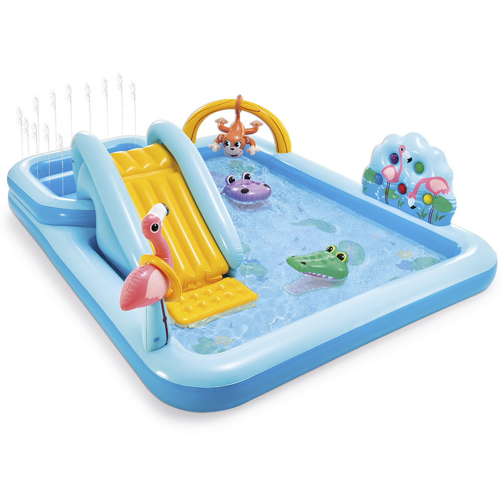 Piscina Infantil Aventura na Floresta 493 Litros Intex Com Inflador Grande de Pé