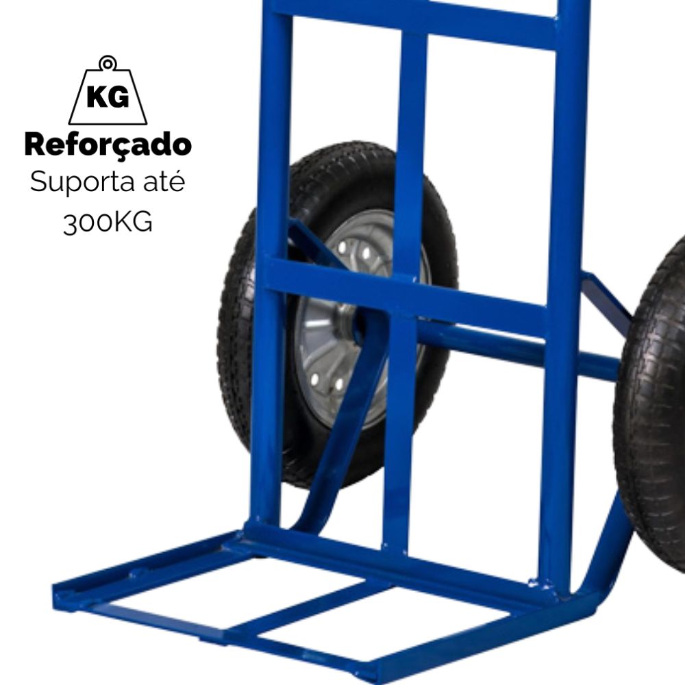 Carrinho de Carga Transporte Armazém 300Kg 2 Rodas Reforçado Metalosa