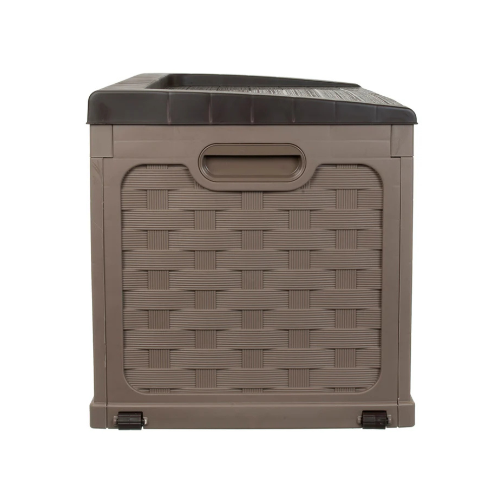 Bau Caixa Organizadora Multiuso e Banco Plástico para 2 pessoas Rattan 335 Litros Marrom Starplast