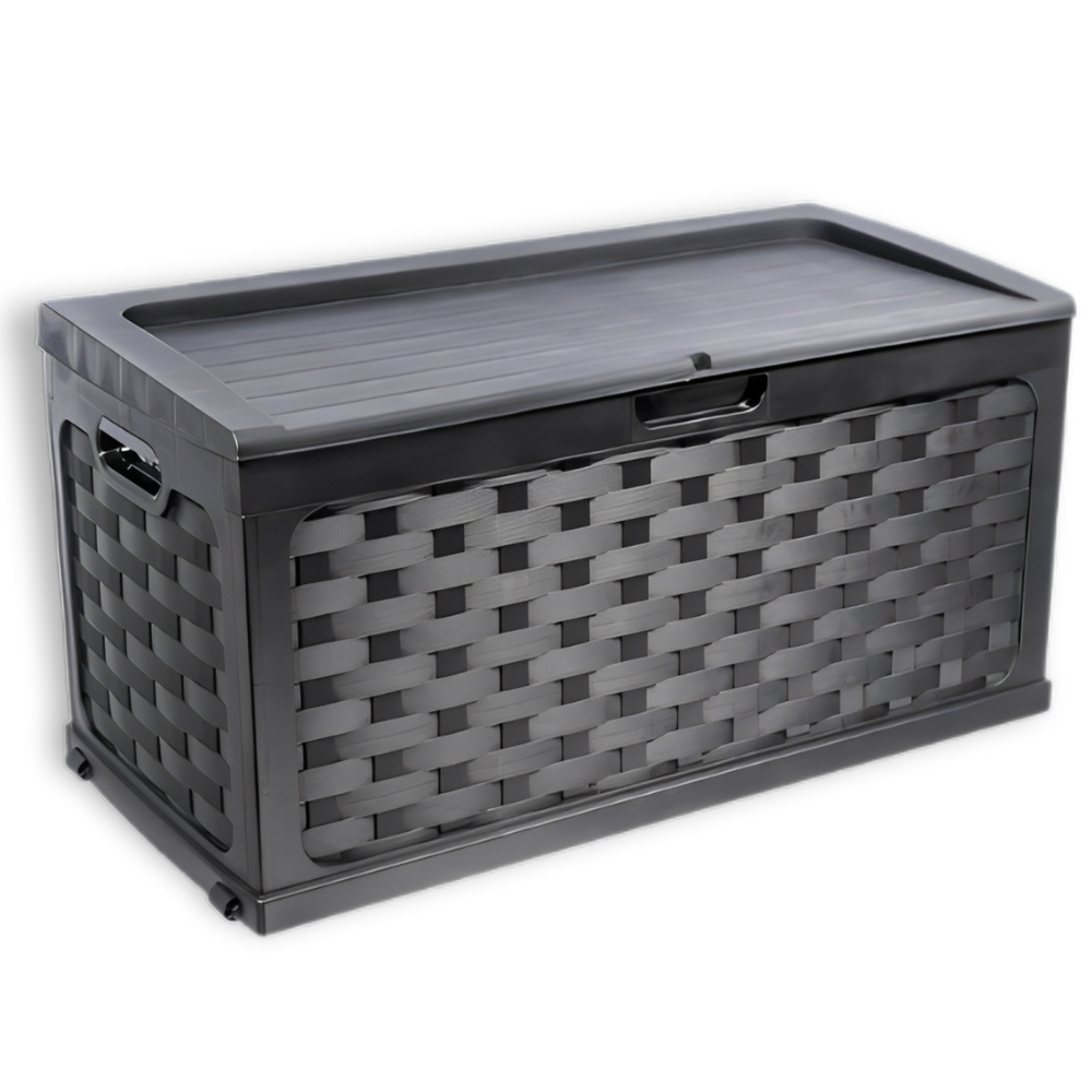 Bau Caixa Organizadora Multiuso e Banco Plástico 2 Pessoas Rattan 335 Litros Starplast