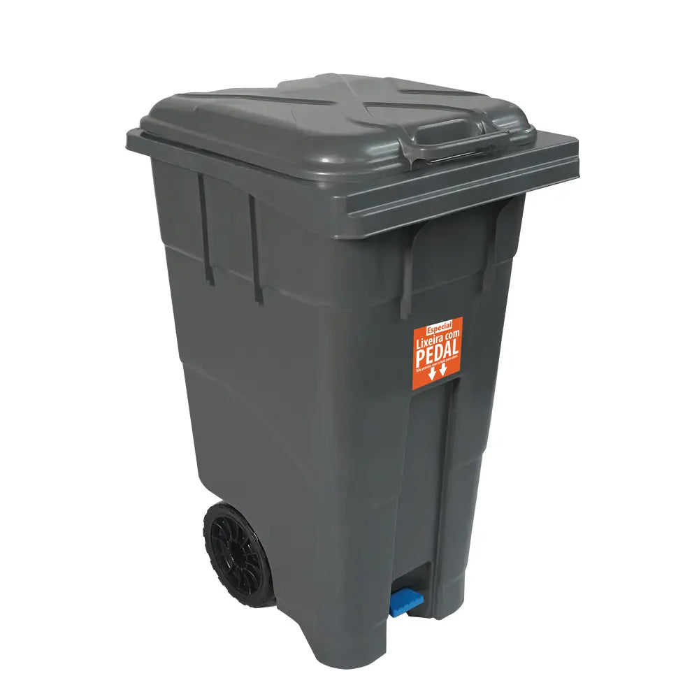 COLETOR DE LIXO LIXEIRA 120 LITROS COM PEDAL E RODAS ANTARES