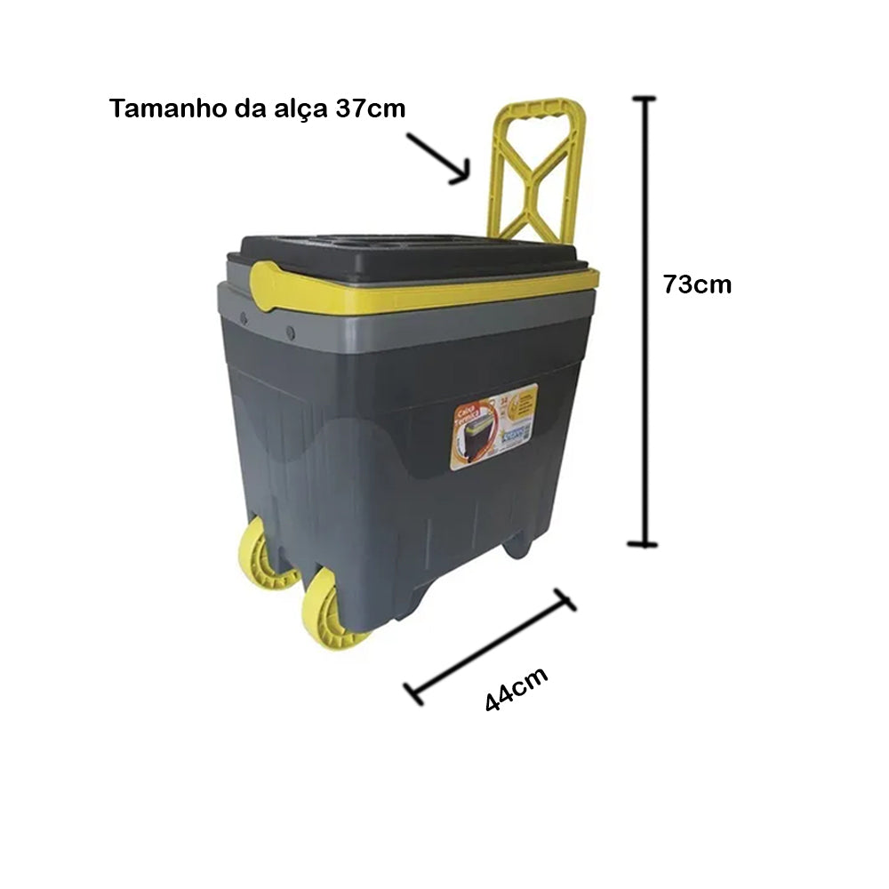 CAIXA TÉRMICA 34 LITROS COM RODINHA CAMPING, PESCA, COOLER