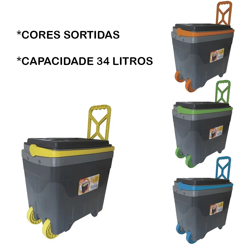 CAIXA TÉRMICA 34 LITROS COM RODINHA CAMPING, PESCA, COOLER