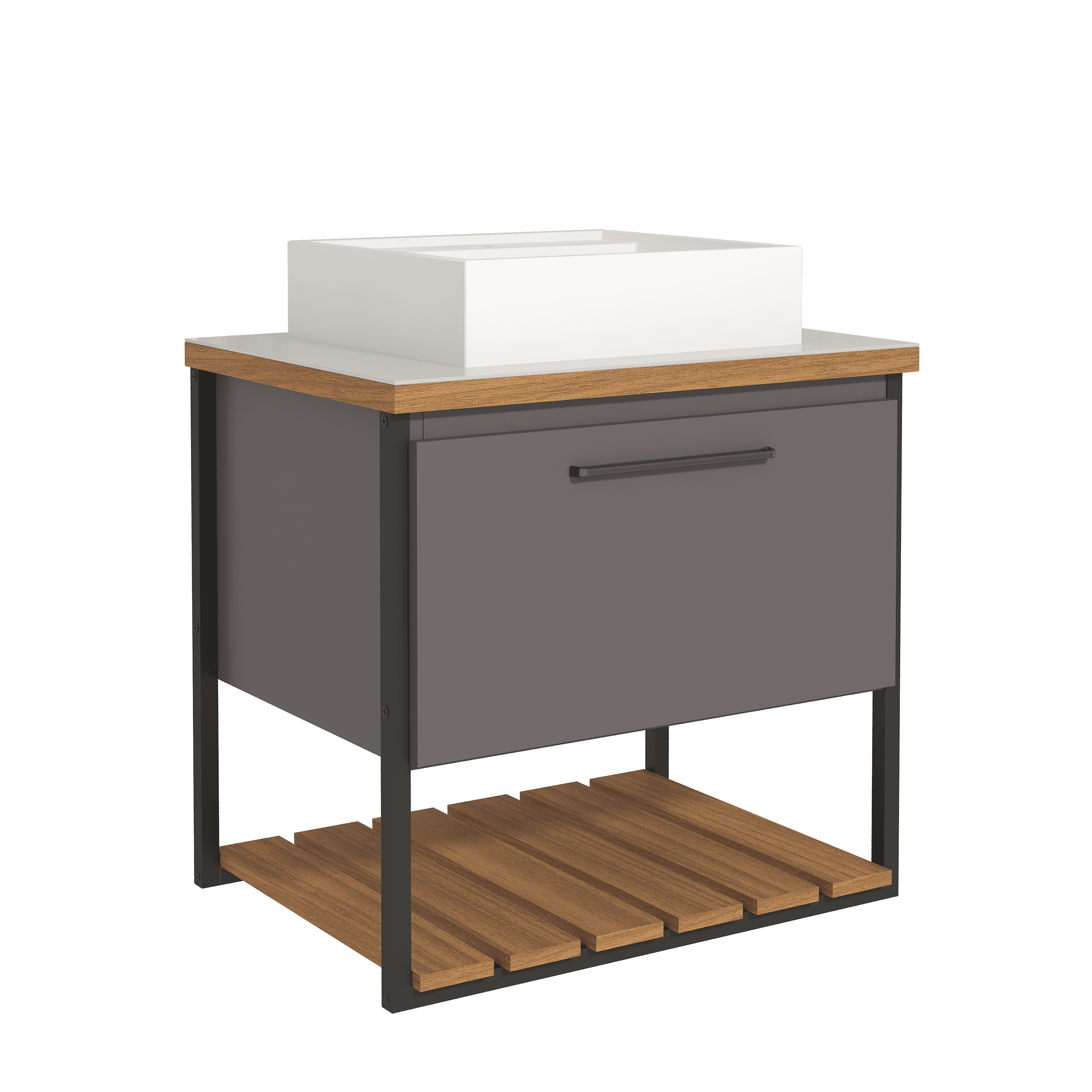 GABINETE SUSPENSO PARA BANHEIRO 60CM COM CUBA METALON MGM