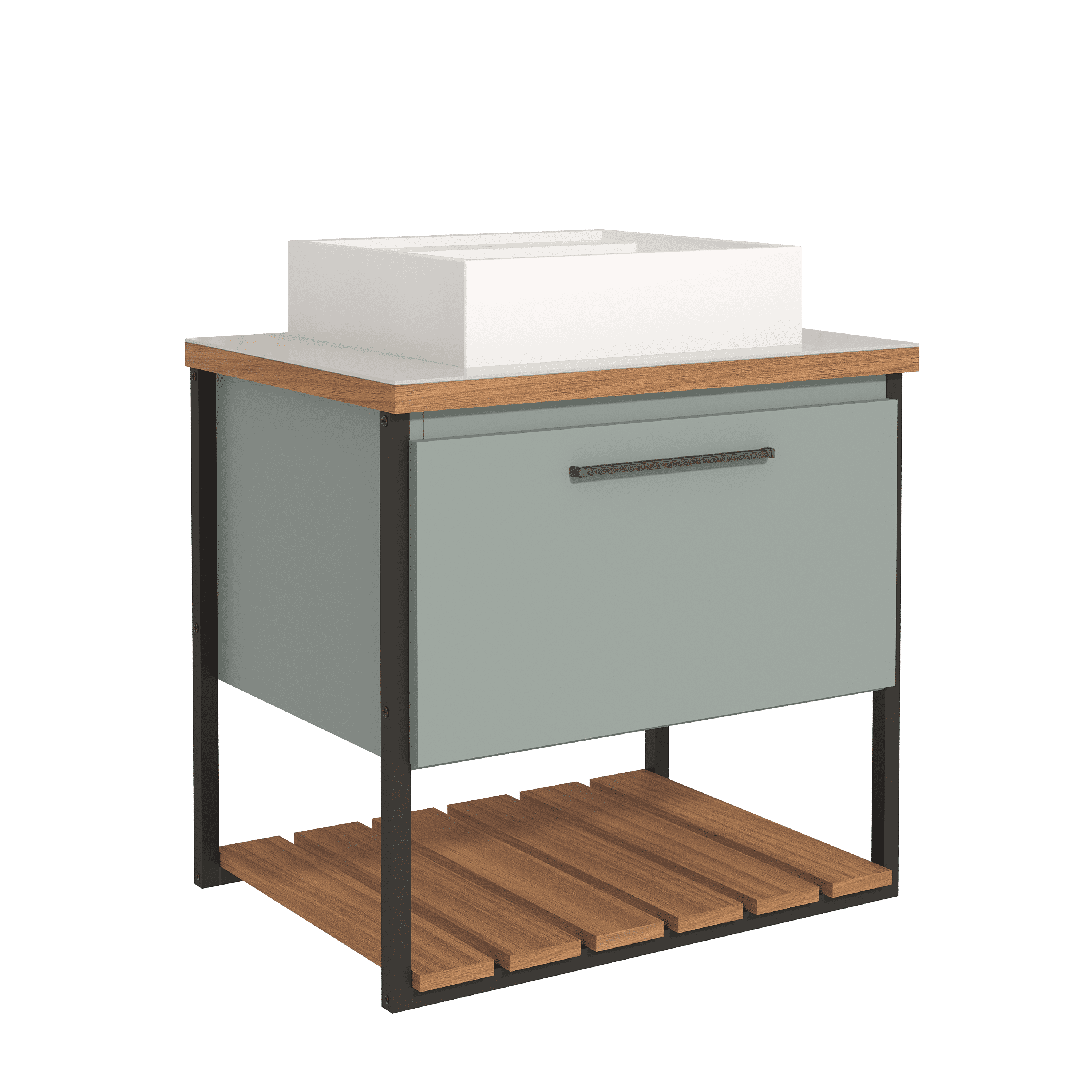 GABINETE SUSPENSO PARA BANHEIRO 60CM COM CUBA METALON MGM