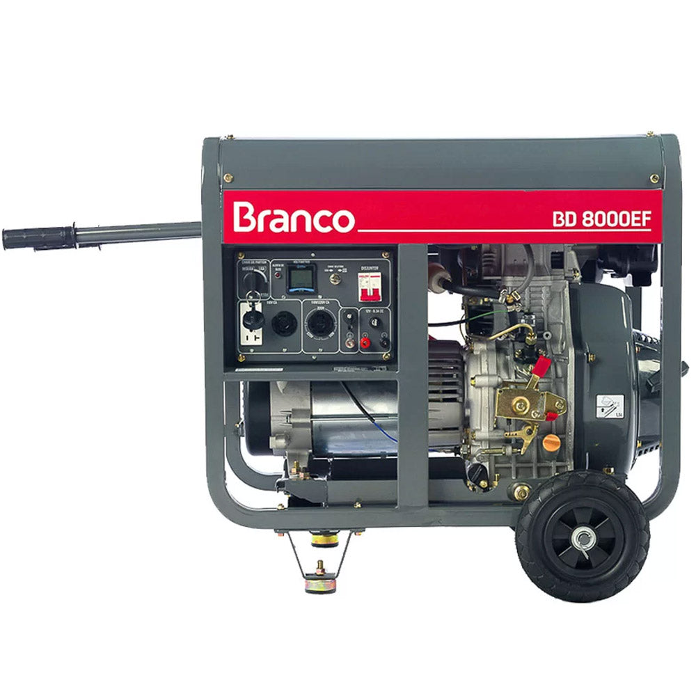 GERADOR DE ENERGIA DIESEL 6,5KVA PARTIDA ELÉTRICA BD-8000 EF BRANCO