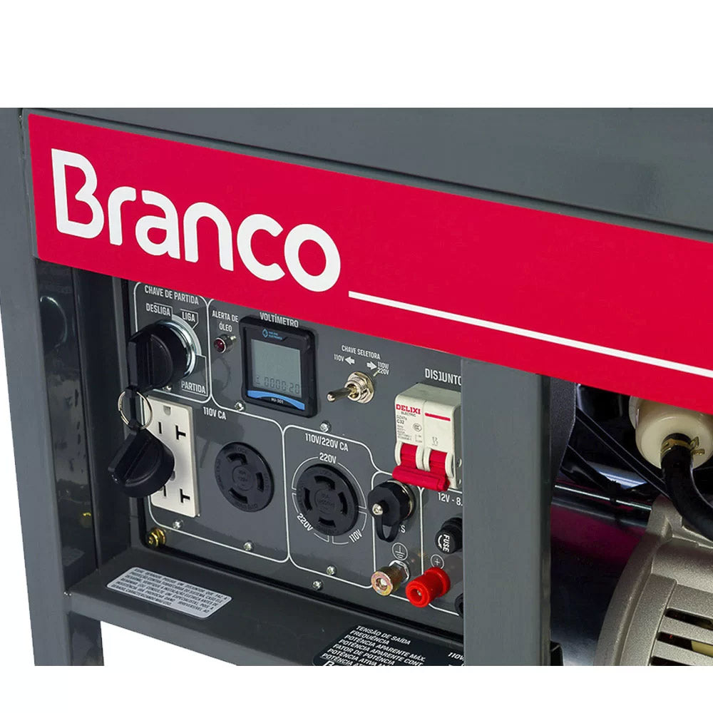 GERADOR DE ENERGIA DIESEL 6,5KVA PARTIDA ELÉTRICA BD-8000 EF BRANCO