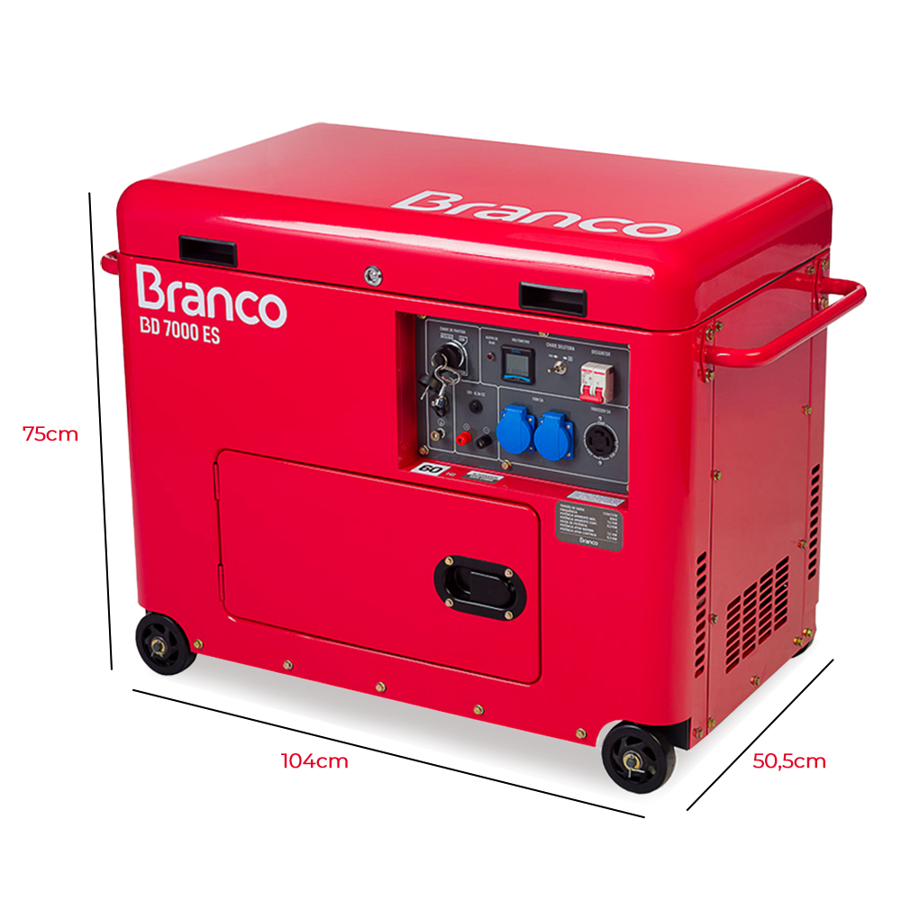 GERADOR DE ENERGIA À DIESEL 13,5 HP 7,0 KVA BIVOLT PARTIDA ELÉTRICA BD-7000 ES BRANCO MOTORES