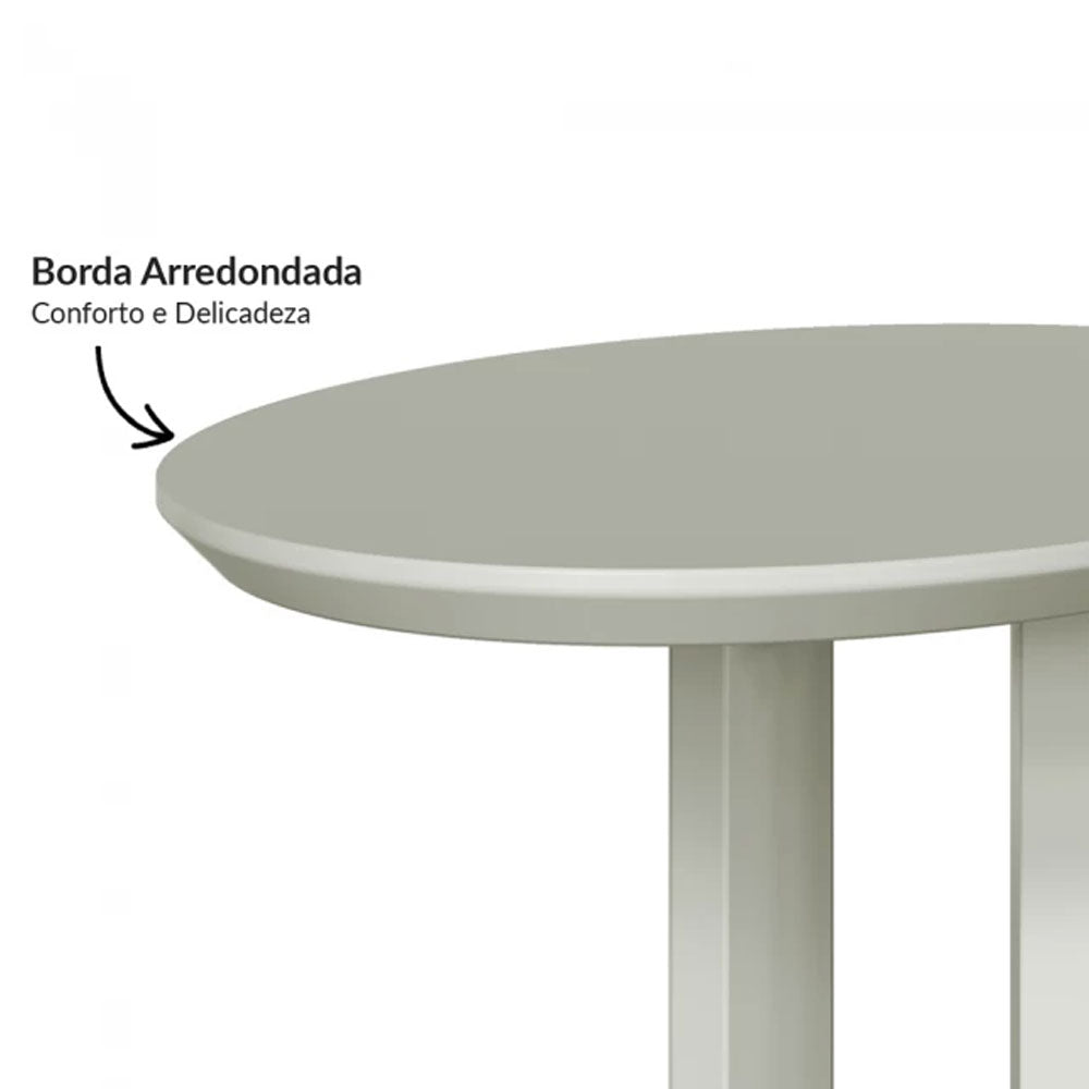 Mesa de Canto Oval Auxiliar para Sofá 60 Cm Off White Dalla Costa