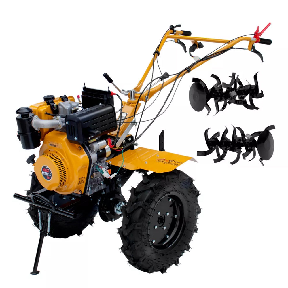 Micro Trator Motocultivador A Diesel Buffalo Bfde1120 Plus 10cv 300-1350mm Partida Elétrica