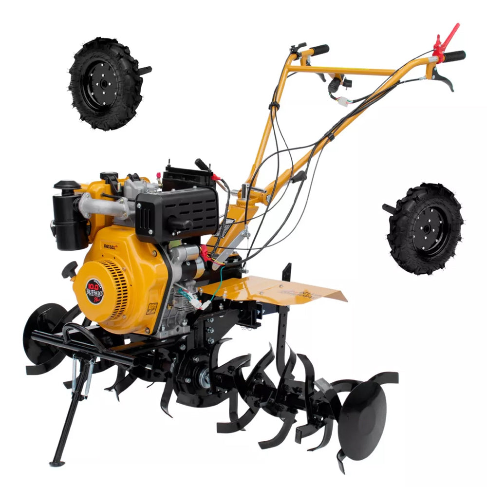 Micro Trator Motocultivador A Diesel Buffalo Bfde1120 Plus 10cv 300-1350mm Partida Elétrica