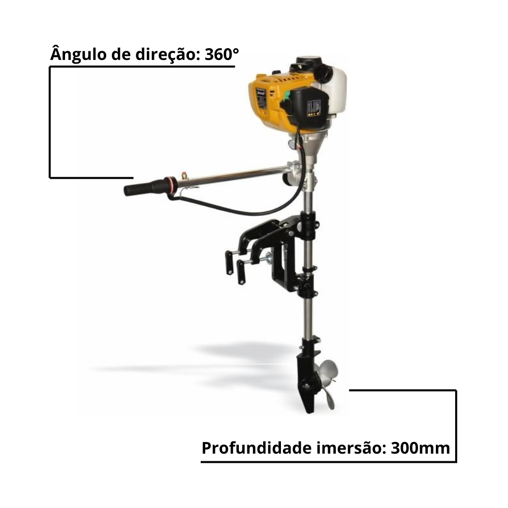 Motor de Popa Buffalo a Gasolina 2T BFG 1.87cv com Rabeta 52 Cilindrada Part. Manual 50240 