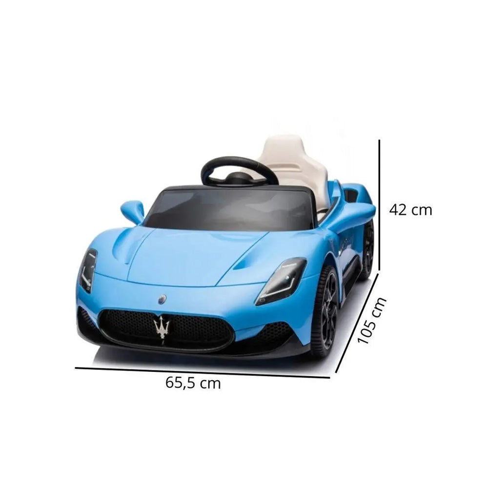 Carro Elétrico Infantil 12v Maserati MC20 Azul Com Controle Remoto Luz de LED e Sons de Motor