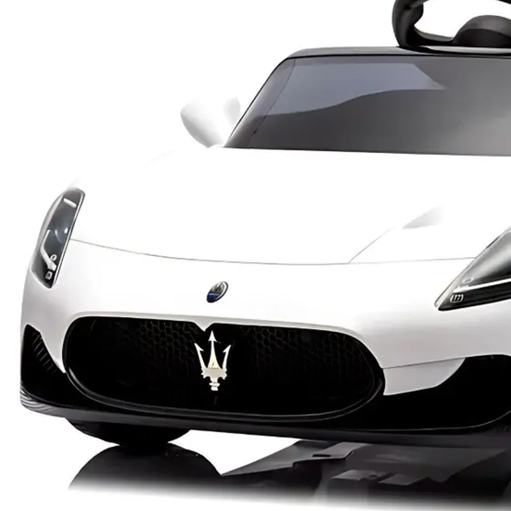 Carro Elétrico Infantil 12v Maserati MC20 Branco Com Controle Remoto Luz de LED e Sons de Motor