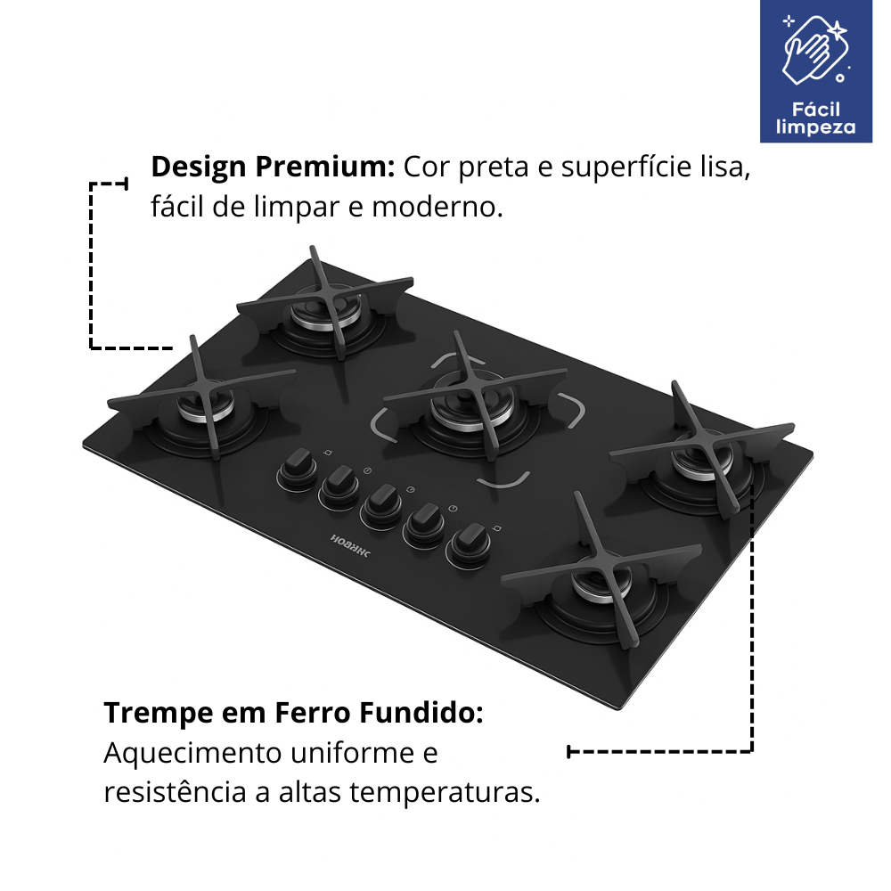 Kit Balcão Cooktop Turim com Fogão 5 Bocas Itatiaia Itacook Premium Branco