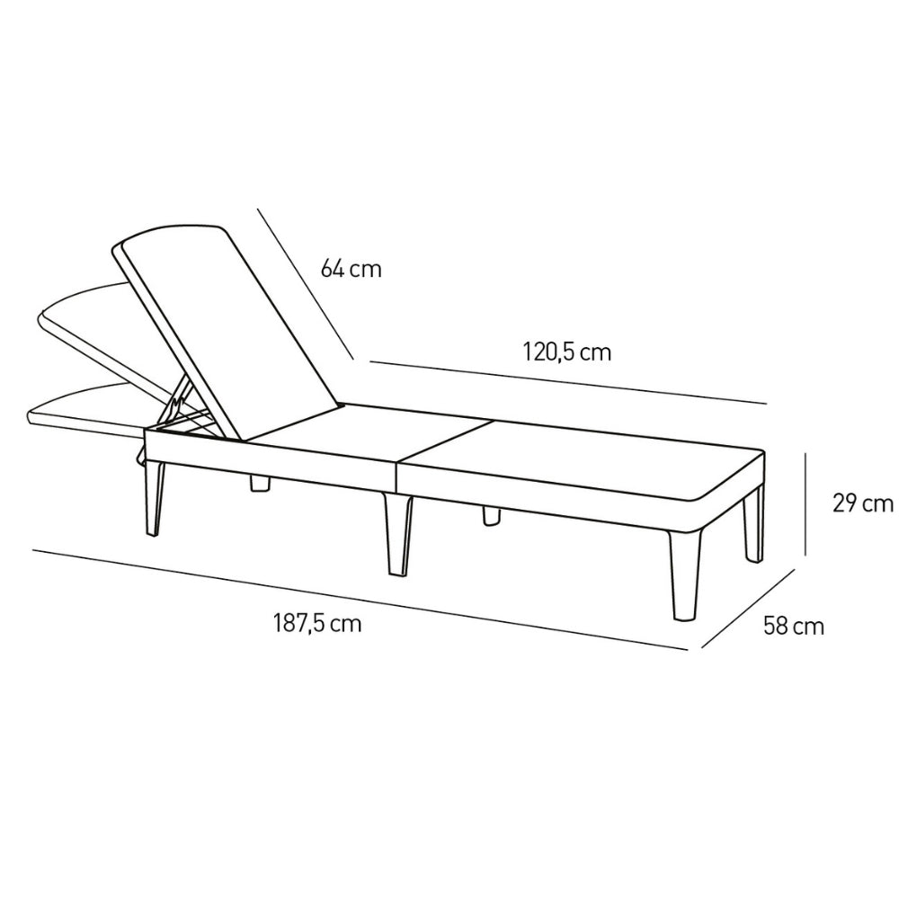 Espreguiçadeira Piscina Keter Jaipur Dobrável com 4 Ajustes de Encosto
