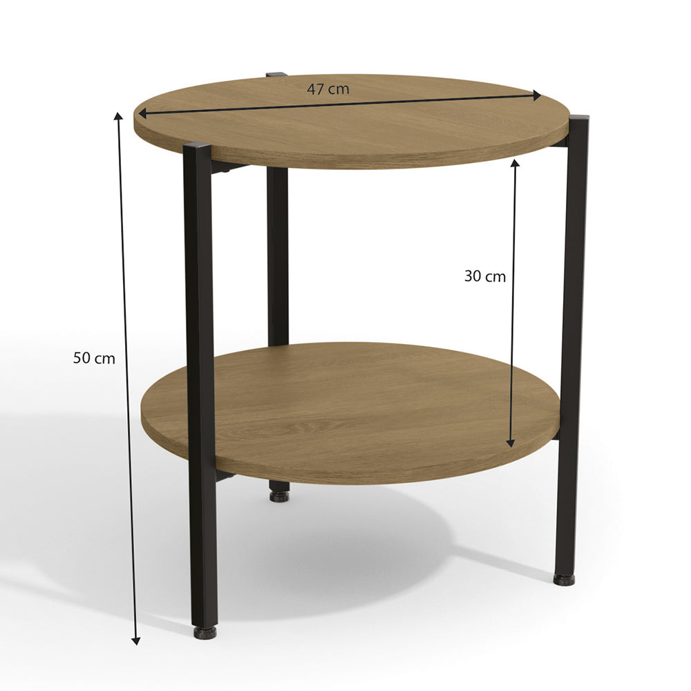 Mesa de Centro Lateral Redonda Estilo Industrial Freijo Kapesberg