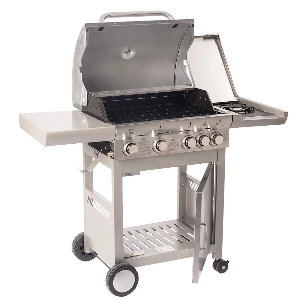 Churrasqueira a Gas de Carrinho Gourmet 4 Queimadores com 1 Queimador Lateral Inox Mimo Style
