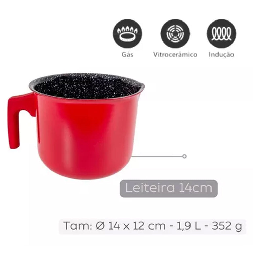 Jogo de Panelas 10 Pçs Indução Red Revestimento Cerâmico